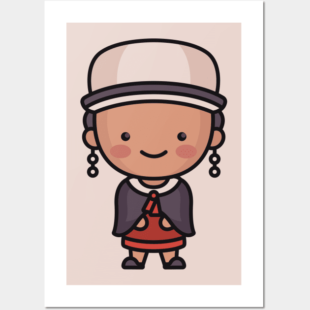 Cute Traditional Ecuadorian Woman Cartoon Wall Art by SLAG_Creative